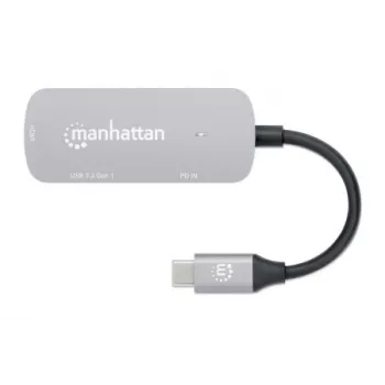 Manhattan USB-C 3-in-1 Dock/Hub, HDMI, USB-A, USB-C PD 100W, aliuminis
