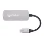 Manhattan USB-C 3-in-1 Dock/Hub, HDMI, USB-A, USB-C PD 100W, aliuminis