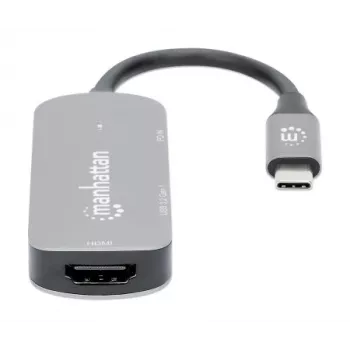 Manhattan USB-C 3-in-1 Dock/Hub, HDMI, USB-A, USB-C PD 100W, aliuminis