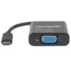 Manhattan USB-C į VGA keitiklio laidas, 1080p@60Hz, juodas, 8cm, kištukas į lizdą, visam laikui garantija