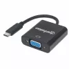 Manhattan USB-C į VGA keitiklio laidas, 1080p@60Hz, juodas, 8cm, kištukas į lizdą, visam laikui garantija