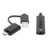 Manhattan USB-C ir USB-A į 3,5 mm stereo garso adapteris, 2-in-1, kištukas į lizdą, 1 m kabelis, palaiko ausinių mikrofoną ir garsą, CTIA standartas, garsumo ir nutildymo valdymas, juodas