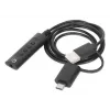 Manhattan USB-C ir USB-A į 3,5 mm stereo garso adapteris, 2-in-1, kištukas į lizdą, 1 m kabelis, palaiko ausinių mikrofoną ir garsą, CTIA standartas, garsumo ir nutildymo valdymas, juodas