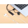 Manhattan USB-C ir USB-A į 3,5 mm stereo garso adapteris, 2-in-1, kištukas į lizdą, 1 m kabelis, palaiko ausinių mikrofoną ir garsą, CTIA standartas, garsumo ir nutildymo valdymas, juodas