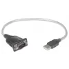 Manhattan USB-A į Serial keitiklio kabelis, 45 cm, Vyriškas į Vyrišką, Serial/RS232/COM/DB9, Prolific PL-2303RA mikroschema, Juodas/Sidabrinis kabelis, Trejų metų garantija, Analogiškas ICUSB232V2