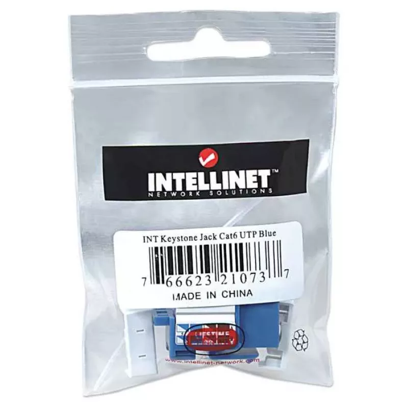 Intellinet Keystone Jack, Cat6, UTP, Punch-down, mėlynas, plokščias, RJ-45, moteriška jungtis, 22/26 AWG