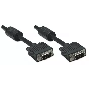 Manhattan VGA monitorinis laidas su ferito šerdimis, 10 m, juodas, HD15, kištukas-kištukas
