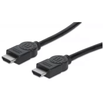 Manhattan HDMI 4K@30Hz laidas su Ethernet, 1 m, tinka visiems 1080p/HD ir daugumai 4K naudojimo atvejų (patikrinkite savo sistemos 4K specifikaciją), Vyriškas į Vyrišką, Juodas, Ultra HD 4k x 2k, Viso gyvenimo garantija, Aukštos spartos, Atitikmuo HDMM1MH