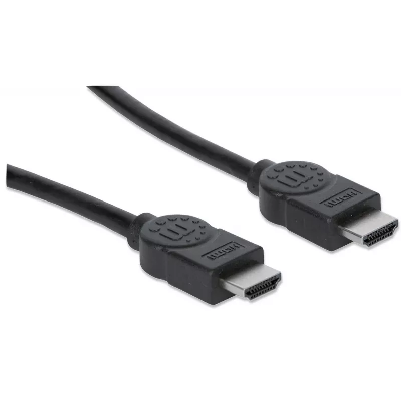 Manhattan HDMI 4K@30Hz laidas su Ethernet, 1 m, tinka visiems 1080p/HD ir daugumai 4K naudojimo atvejų (patikrinkite savo sistemos 4K specifikaciją), Vyriškas į Vyrišką, Juodas, Ultra HD 4k x 2k, Viso gyvenimo garantija, Aukštos spartos, Atitikmuo HDMM1MH