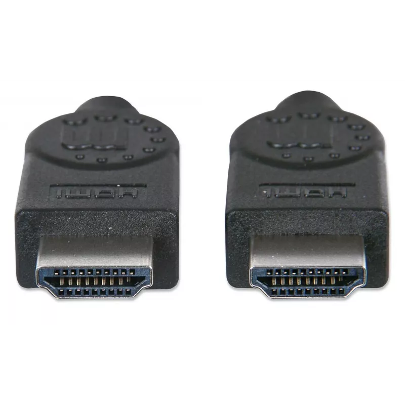 Manhattan HDMI 4K@30Hz laidas su Ethernet, 1 m, tinka visiems 1080p/HD ir daugumai 4K naudojimo atvejų (patikrinkite savo sistemos 4K specifikaciją), Vyriškas į Vyrišką, Juodas, Ultra HD 4k x 2k, Viso gyvenimo garantija, Aukštos spartos, Atitikmuo HDMM1MH