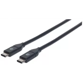 Manhattan USB-C į USB-C laidas, 1 m, vyriškas į vyrišką, juodas, 10 Gbps (USB 3.2 Gen2), 3A (greitas įkrovimas), SuperSpeed+ USB, viso gyvenimo garantija
