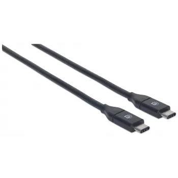 Manhattan USB-C į USB-C laidas, 1 m, vyriškas į vyrišką, juodas, 10 Gbps (USB 3.2 Gen2), 3A (greitas įkrovimas), SuperSpeed+ USB, viso gyvenimo garantija