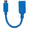 Manhattan USB-C į USB-A laidas, 15 cm, Vyriškas į Moterišką, 5 Gbps (USB 3.2 Gen1 / USB 3.0), 3A (greitas įkrovimas), SuperSpeed USB, Mėlynas, Viso gyvenimo garantija