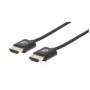 Manhattan HDMI laidas su Ethernet (ypač plonas), 4K@60Hz (Premium High Speed), 1m, vyriškas–vyriškas, juodas, Ultra HD 4k x 2k, visiškai ekranuotas, auksuoti kontaktai, garantija visam laikui