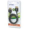 Manhattan HDMI laidas su Ethernet (ypač plonas), 4K@60Hz (Premium High Speed), 1m, vyriškas–vyriškas, juodas, Ultra HD 4k x 2k, visiškai ekranuotas, auksuoti kontaktai, garantija visam laikui