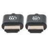 Manhattan HDMI kabelis su Ethernet (ypač plonas), 4K@60Hz (Premium High Speed), 3m, Kištukas-Kištukas, Juodas, Ultra HD 4k x 2k, Visiškai ekranuotas, Auksuoti kontaktai, Viso gyvenimo garantija