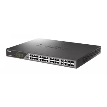 D-Link DSS-200G-28MPP valdomas L2 Gigabit Ethernet (10/100/1000) PoE jungiklis 1U pilkas