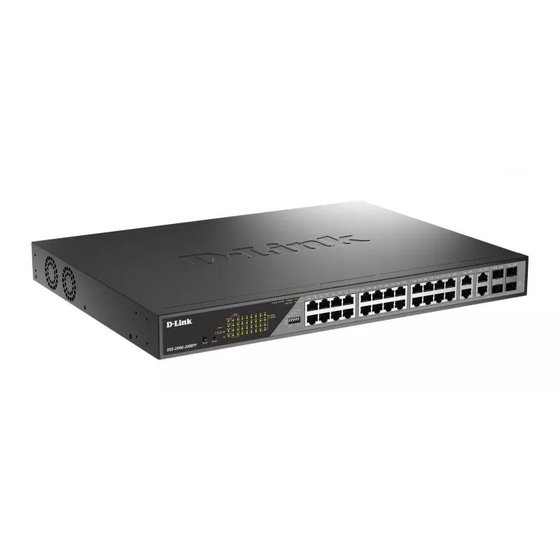 D-Link DSS-200G-28MPP valdomas L2 Gigabit Ethernet (10/100/1000) PoE jungiklis 1U pilkas