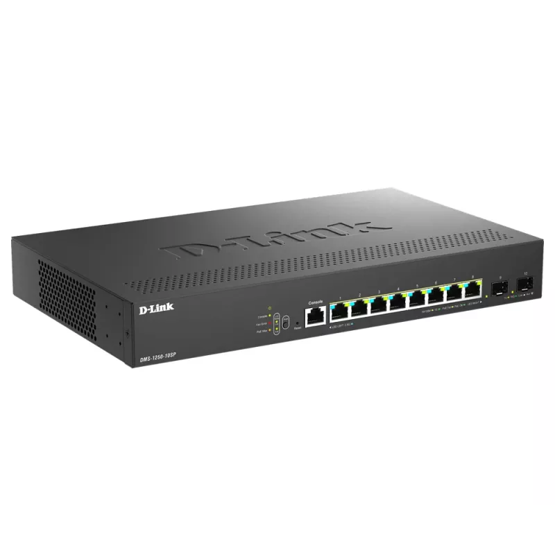 D-Link DMS-1250-10SP/E valdomas tinklo jungiklis 2.5G Ethernet (100/1000/2500) PoE juodas