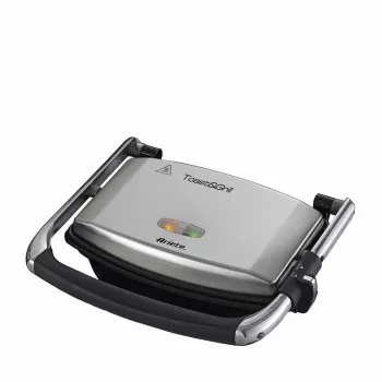 Ariete 1911 Toast & Grill Slim - nelipanti elektrinė keptuvė skrebučiams ir sumuštiniams - briaunota plokštė - 1000 W - sidabrinė