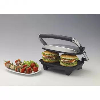 Ariete 1911 Toast & Grill Slim - nelipanti elektrinė keptuvė skrebučiams ir sumuštiniams - briaunota plokštė - 1000 W - sidabrinė
