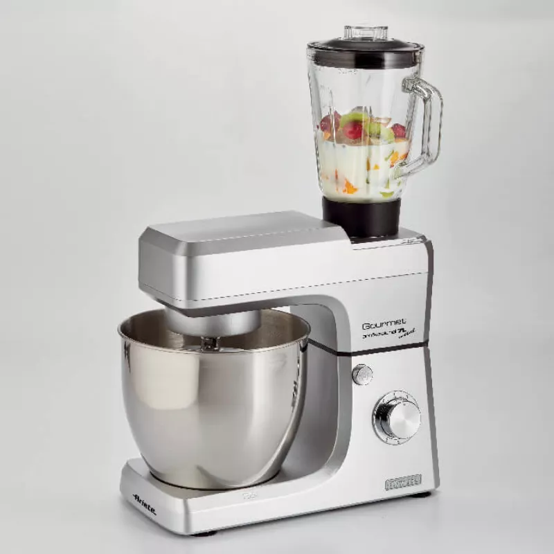 Ariete 1598 Gourmet Professional 7L Metal - Planetinis maišytuvas su blenderiu - Nerūdijančio plieno dubuo - 7 L - Stiklinis ąsotis - 1200 W - 6 greičiai