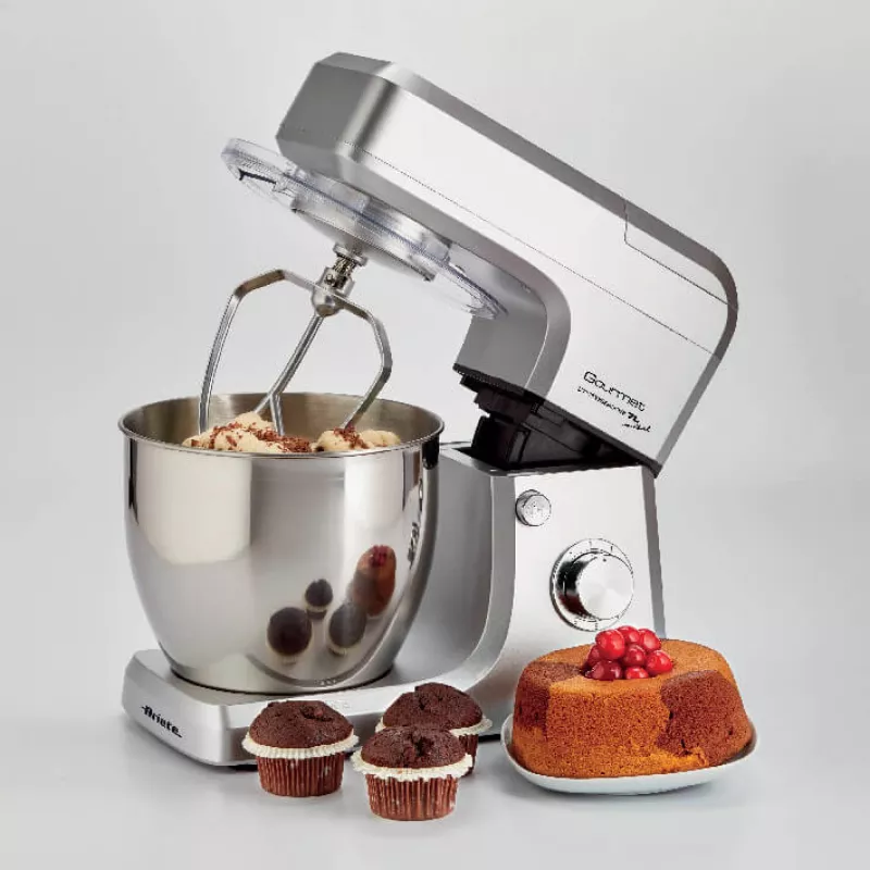 Ariete 1598 Gourmet Professional 7L Metal - Planetinis maišytuvas su blenderiu - Nerūdijančio plieno dubuo - 7 L - Stiklinis ąsotis - 1200 W - 6 greičiai