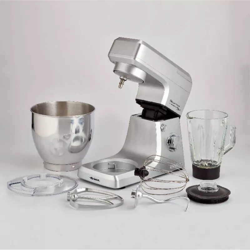 Ariete 1598 Gourmet Professional 7L Metal - Planetinis maišytuvas su blenderiu - Nerūdijančio plieno dubuo - 7 L - Stiklinis ąsotis - 1200 W - 6 greičiai