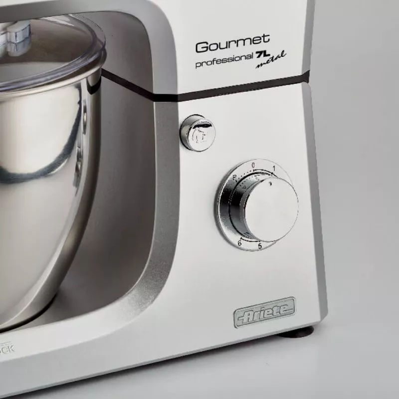 Ariete 1598 Gourmet Professional 7L Metal - Planetinis maišytuvas su blenderiu - Nerūdijančio plieno dubuo - 7 L - Stiklinis ąsotis - 1200 W - 6 greičiai