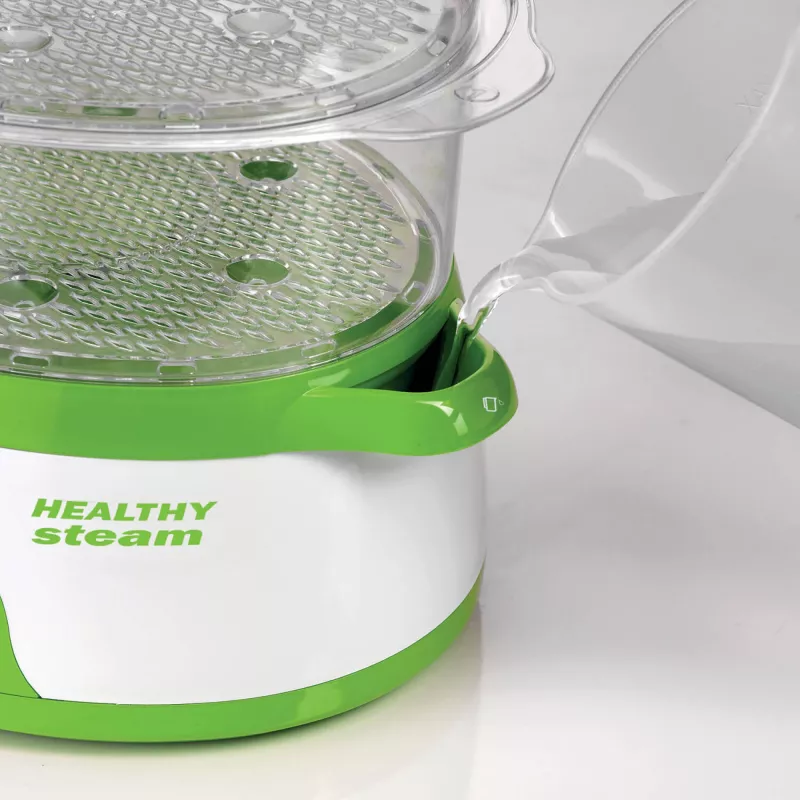 Ariete 911 Healthy Steam elektrinis garintuvas - 3 krepšeliai - indas ryžiams - laikmatis 60 min - 800 W - 9 l - baltas ir žalias