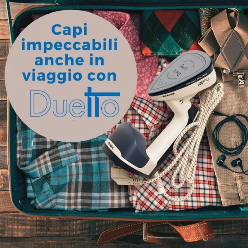 Ariete 6246 Duetto Garment Iron - vertikalus lygintuvas ir lygintuvas su nelimpančia keramine plokšte - 1000 W - balta ir mėlyna