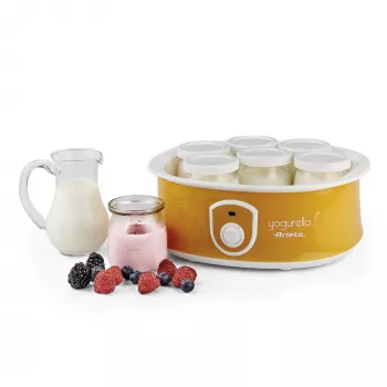 Jogurto gaminimo aparatas Ariete 617 Yogurella – 7 stikliniai indeliai – 1,3 kg naminio jogurto – 20 W – baltas ir geltonas