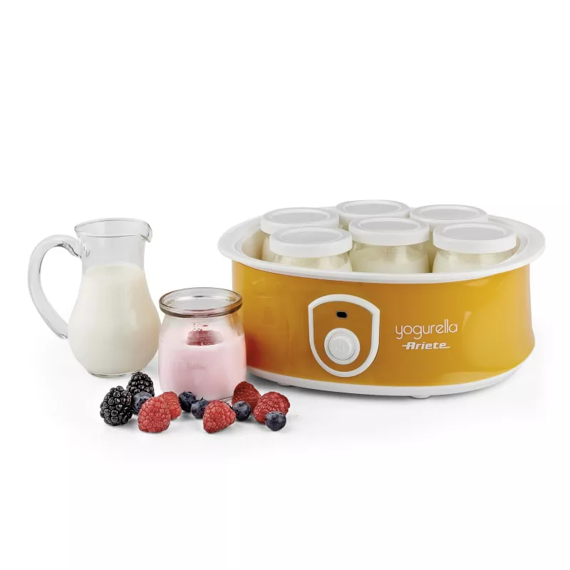 Jogurto gaminimo aparatas Ariete 617 Yogurella – 7 stikliniai indeliai – 1,3 kg naminio jogurto – 20 W – baltas ir geltonas