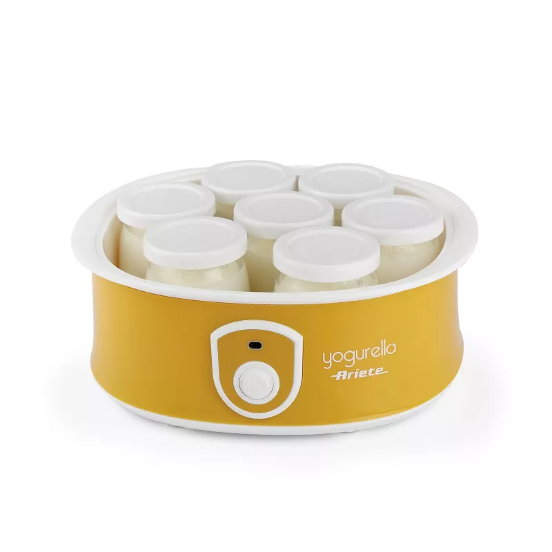 Jogurto gaminimo aparatas Ariete 617 Yogurella – 7 stikliniai indeliai – 1,3 kg naminio jogurto – 20 W – baltas ir geltonas
