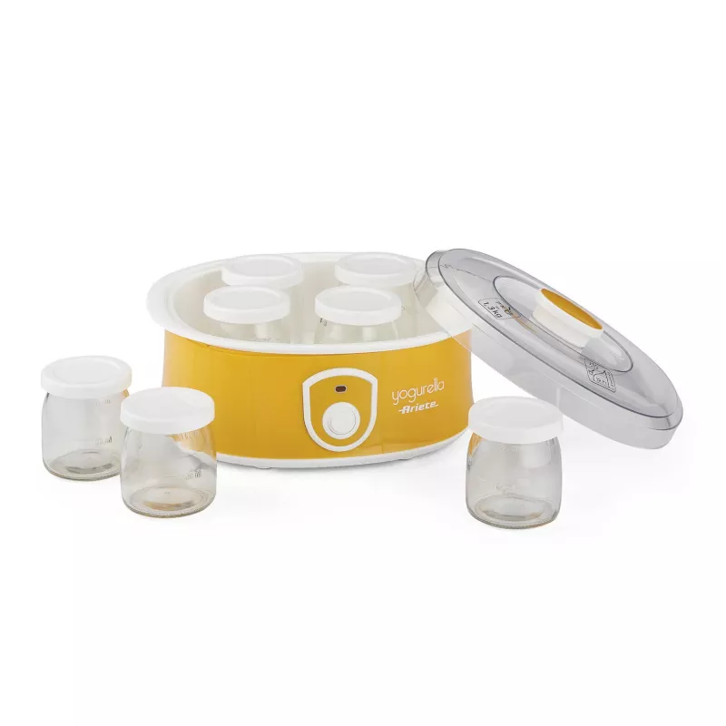 Jogurto gaminimo aparatas Ariete 617 Yogurella – 7 stikliniai indeliai – 1,3 kg naminio jogurto – 20 W – baltas ir geltonas