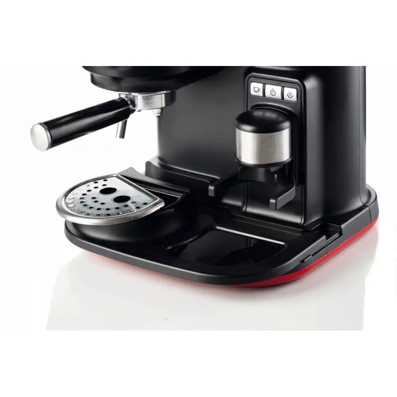 Ariete 1318 Moderna Espresso aparatas su integruotu kavamale, kavos pupelėms ir maltai kavai, pieno putotoju, 1 ir 2 puodelių filtru, 1080 W, 800 cc, raudonas