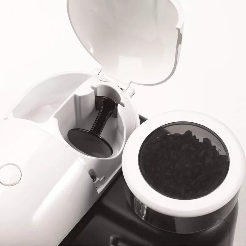 Ariete 1318 Moderna Espresso aparatas su integruotu kavamale, kavos pupelėms ir maltai kavai, pieno putotoju, 1 ir 2 puodelių filtru, 1080 W, 800 cc, baltas
