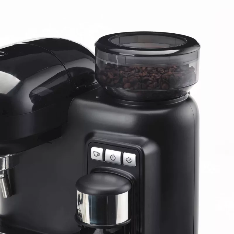 Ariete 1318 Moderna Espresso aparatas su integruotu kavos malūnėliu, kavos pupelėms ir maltai kavai, pieno putotoju, 1 ir 2 puodelių filtru, 1080 W, 800 cc, juodas