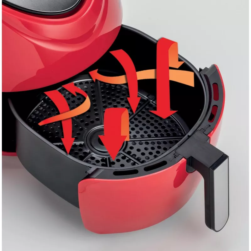 Ariete 4618 Airy Fryer XXL - oro gruzdintuvė - kepa 2,5 kg bulvyčių - 7 litrai - kepimas be aliejaus ir riebalų - 1800 W - raudona