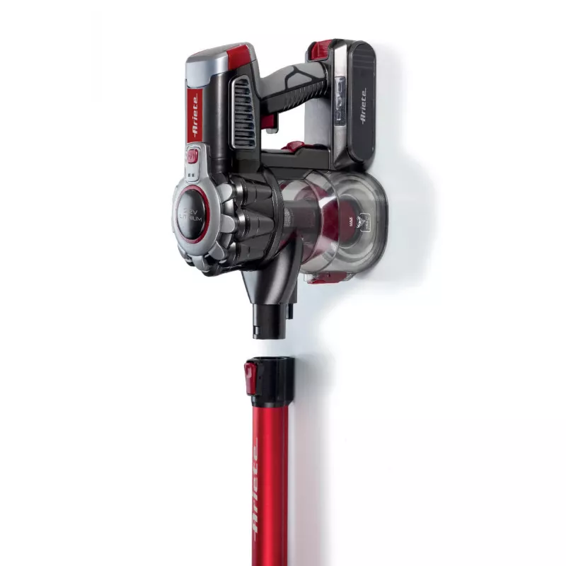 Ariete 2757 22V Lithium - belaidė elektrinė šluota - 3 filtravimo lygiai - 2200 mAh Li-Ion baterija - priedų rinkinys - raudona