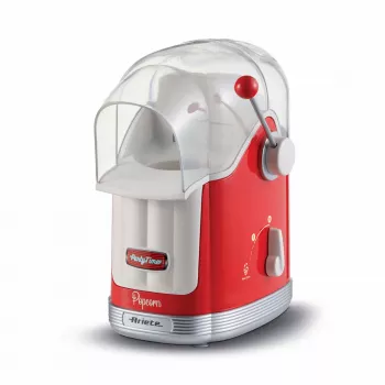 Ariete 2958 Pop Corn Maker Party Time spragintų kukurūzų aparatas su svirtimi, 1100 W, talpa 600 g, karšto oro kepimas be riebalų, raudonas