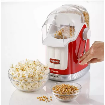 Ariete 2958 Pop Corn Maker Party Time spragintų kukurūzų aparatas su svirtimi, 1100 W, talpa 600 g, karšto oro kepimas be riebalų, raudonas