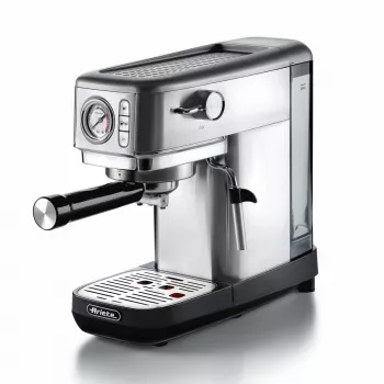 Ariete 1381 kavos aparatas su manometru, tinka maltai kavai ir ESE kapsulėms, 1300 W, 1,1 L talpa, 15 barų slėgis, ½ puodelio filtras, Cappuccino įrenginys, sidabrinis