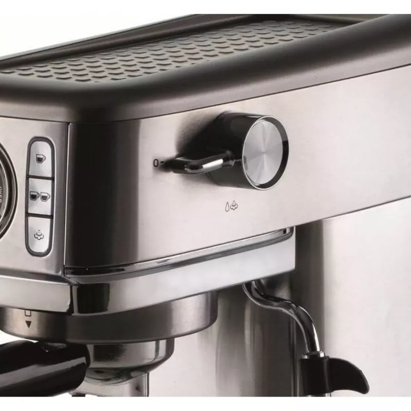 Ariete 1381 kavos aparatas su manometru, tinka maltai kavai ir ESE kapsulėms, 1300 W, 1,1 L talpa, 15 barų slėgis, ½ puodelio filtras, Cappuccino įrenginys, sidabrinis