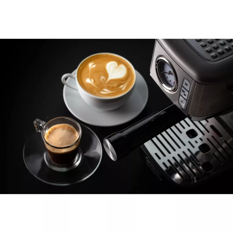 Ariete 1381 kavos aparatas su manometru, tinka maltai kavai ir ESE kapsulėms, 1300 W, 1,1 L talpa, 15 barų slėgis, ½ puodelio filtras, Cappuccino įrenginys, sidabrinis