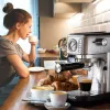 Ariete 1381 kavos aparatas su manometru, tinka maltai kavai ir ESE kapsulėms, 1300 W, 1,1 L talpa, 15 barų slėgis, ½ puodelio filtras, Cappuccino įrenginys, sidabrinis