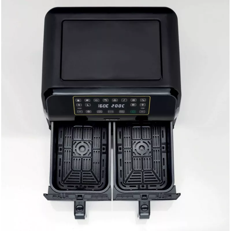 Ariete 4623 Airy Fryer Dual, oro gruzdintuvė su dvigubu krepšeliu, 1700 W, 8 L talpa, 3 gaminimo funkcijos, skaitmeninis LED jutiklinis skydelis, 8 išankstinės programos, laikmatis, 2 krepšeliai, juoda