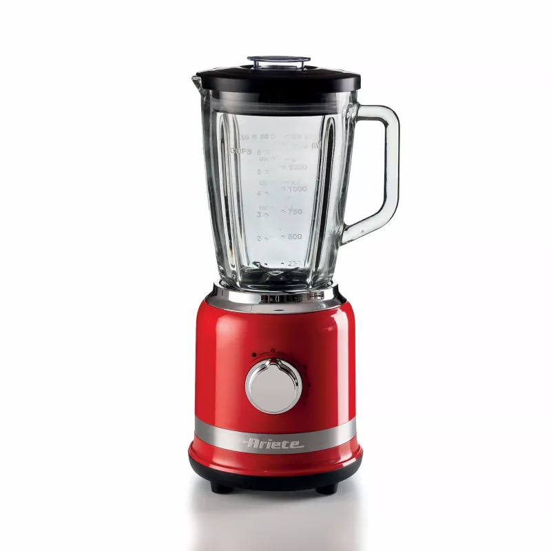 Ariete Moderna Red stalo blenderis su stikline taure, 1.5 L, impulsinė funkcija, ledo smulkinimas, 1000 W, raudonas