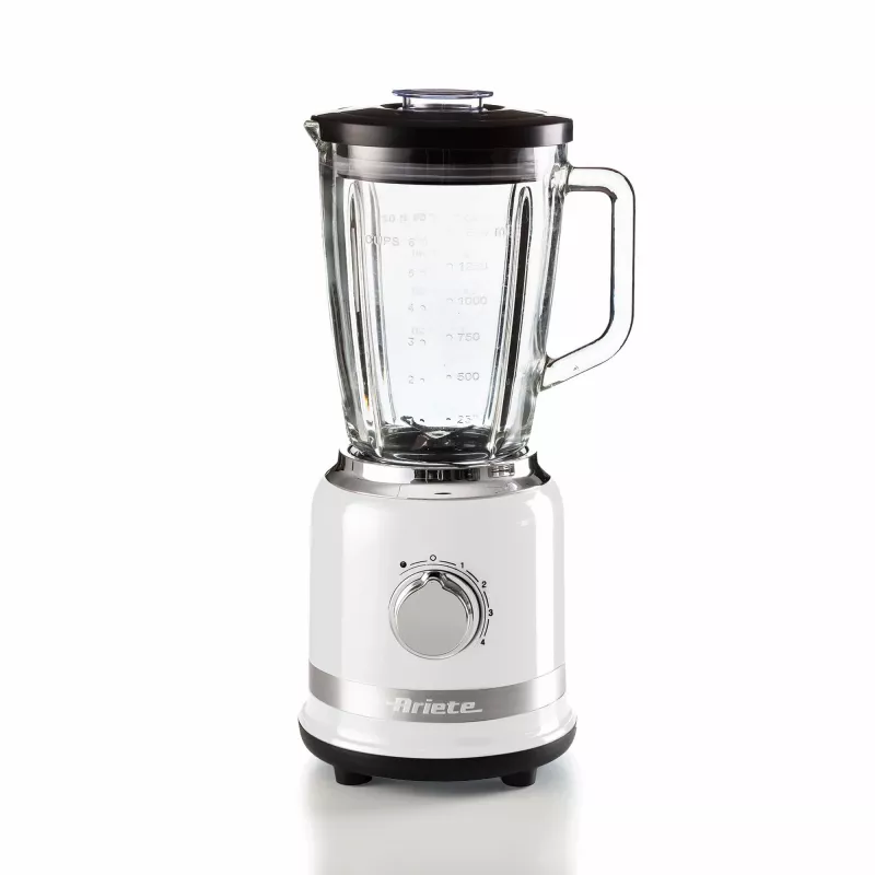 Ariete Modern White Blender su stikliniu indu, stalinis blenderis, 1,5 L, Pulse funkcija, ledo smulkinimas, 1000 W, baltas