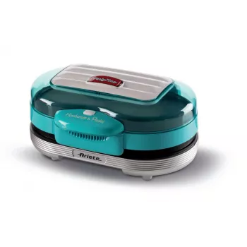 Ariete 205 Hamburger Maker Party Time, mėsainių gaminimo aparatas, 1200 W, dvigubos nelimpančios plokštės, 2 skyriai, lengvai valomas, mėlynas